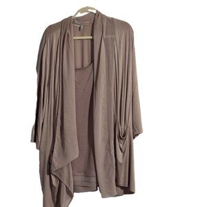 Share 100% cotton cardigan sweater set womens 2X LOGO, Mauve